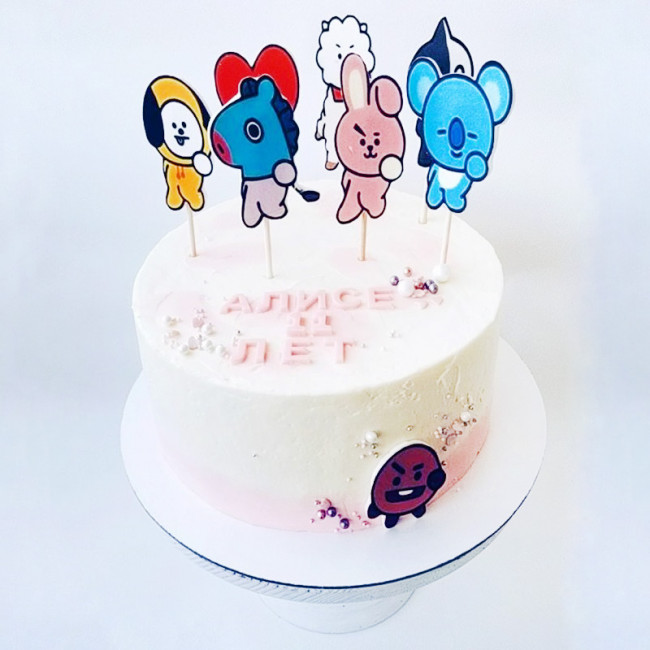 Торт аниме BT21 стикеры