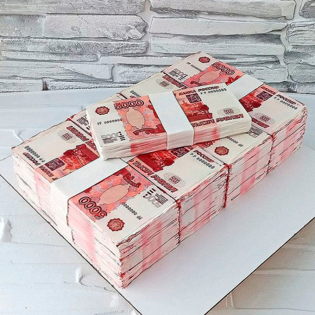 Торт в виде купюр