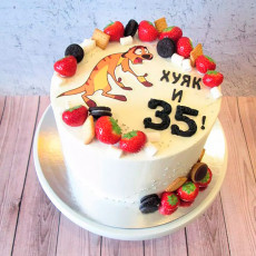 Торт с надписью хуяк и 35